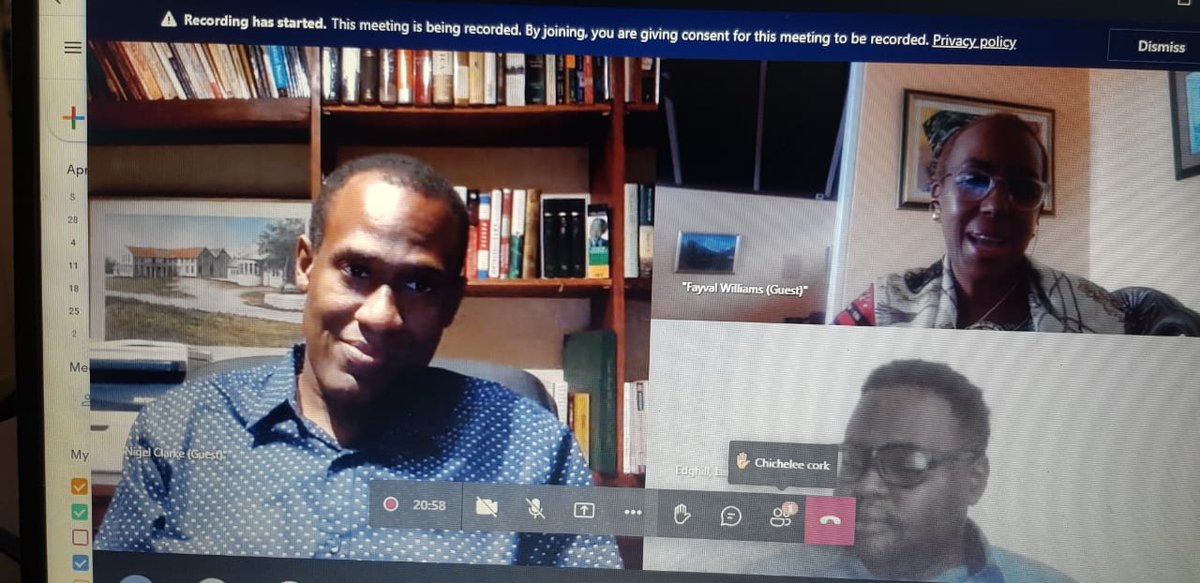 MOEYJamaica's tweet photo. A robust discussion/wrap session brought the curtains down on #NationalMathematicsWeek2021. Here is our Minister @fayvalwilliams and our special guest @drnigelclarkeja rapping with the students.#BornToDoMath Look out for videos on our social media platforms! https://t.co/Q9hpSH4eq9