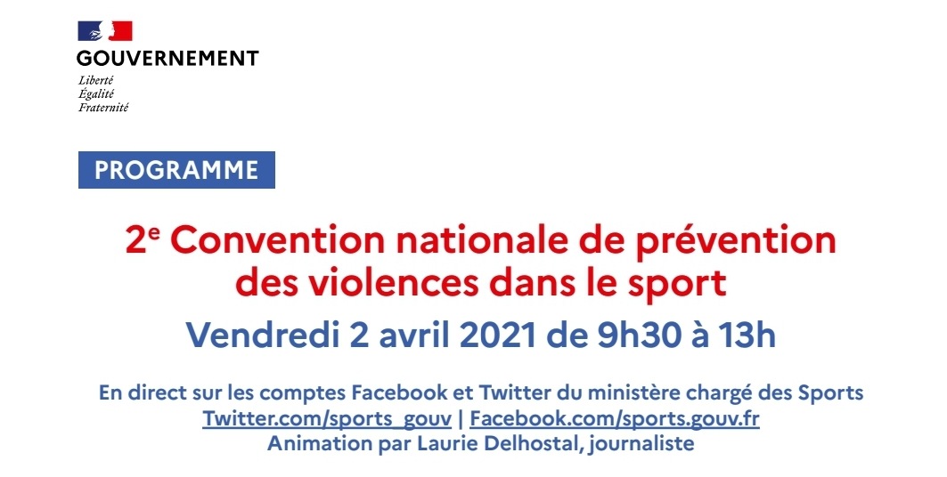 rabatel_marie's tweet photo. 👊Action 
02/04/2021 à 9h30
📺retransmission en direct

2ème round : 
Convention Nationale de #Prévention des #Violences dans le #sport lancée il y a un an par @RoxaMaracineanu

4 tables rondes :
- Administration &amp; Justice
- Formation
- Prévention
- Sport, outil de reconstruction https://t.co/LKIAdPgPsh