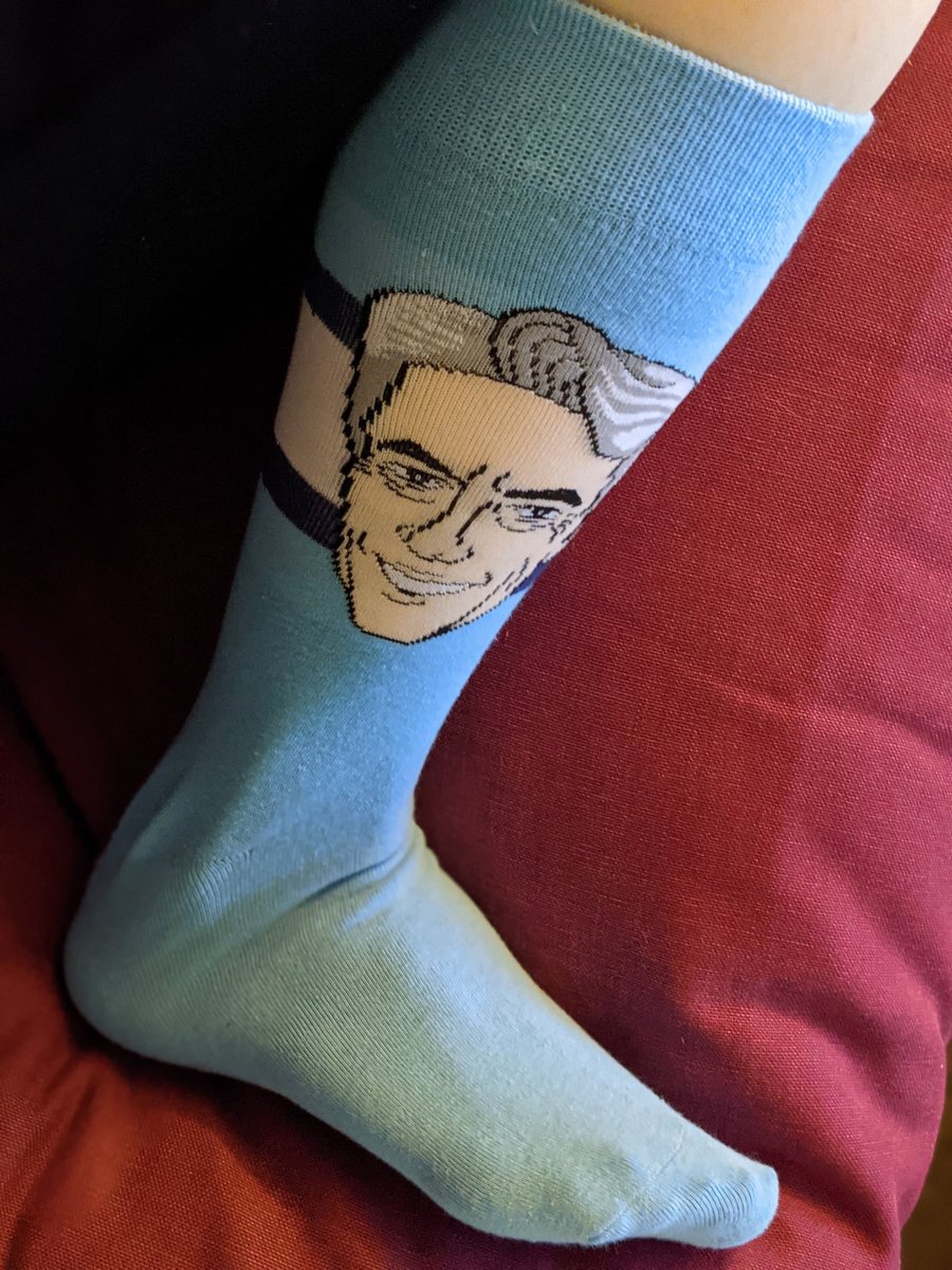 ArtHistoryAmy's tweet photo. Got my lucky Buck Martinez socks on for opening day of @BlueJays baseball! Check out that sweet swoop of @BucksHair! https://t.co/h5nu7L3kQa