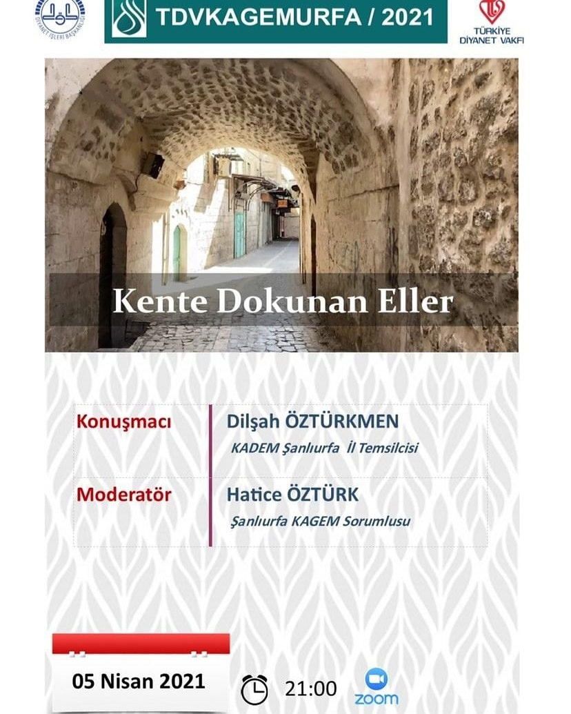 <a href="/TDVKAGEM/">TDV KAGEM</a> Şanlıurfa tarafından düzenlenen "Kente Dokunan Eller" programına KADEM Şanlıurfa İl Temsilcimiz Sn <a href="/Dilsahozturkmen/">Dilşah BEYAZ ÖZTÜRKMEN🇹🇷</a> konuşmacı olarak konuk olacaktır.
🗓️ 5 Nisan 2021

⏰ 21.00

📍ZOOM Programı üzerinden online olarak gerçekleştirilecektir.

<a href="/kademorgtr/">KADEM</a>
<a href="/SalihaOkurGmr/">Saliha Okur Gümrükçüoğlu</a>