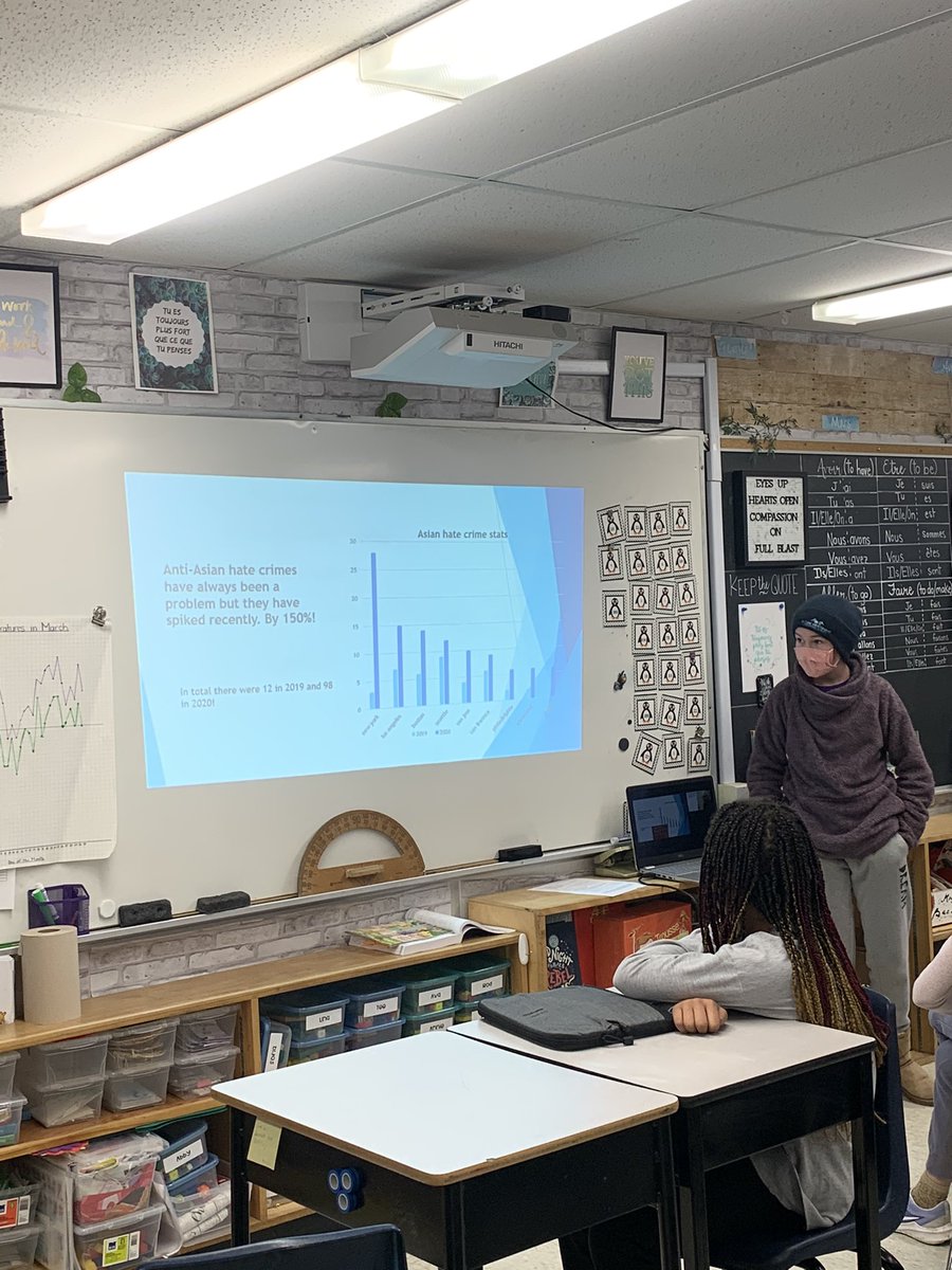 Super proud of Mme R for working super hard, doing a ton of research, and giving us a brief lesson on the recent rise of anti-Asian hate in Canada and the US and brainstorming how we can combat it as a community. We learned a lot. #StopAsianHateCrimes