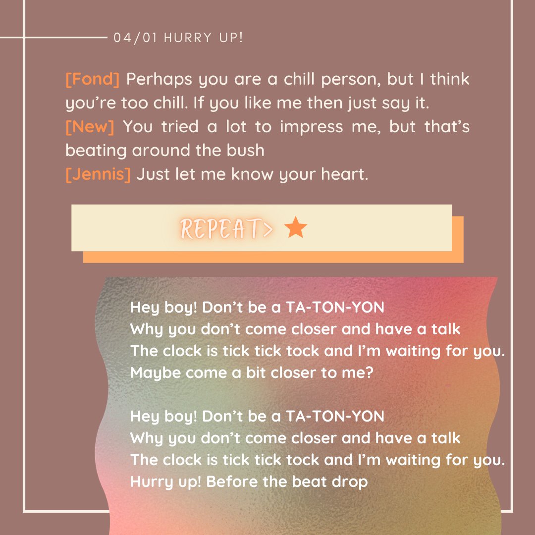 BNK48Subs's tweet photo. [Translation] ต๊ะต่อนยอน...(Hurry up!) by #VYRAxSunnee 
The lyrics are so refreshing and fun so I can't resist myself not translating it ❤️

#MVต๊ะต่อนยอนHurryUp #VYRA #VYRAxSunneexGulf https://t.co/XRgl6zQ0Do