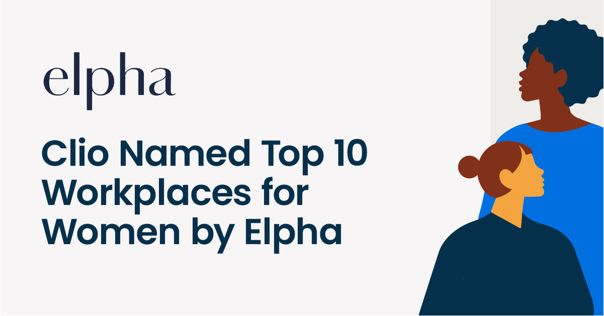 Thrilled to hear that Clio has been named one of the Top 10  Workplaces for Women by <a href="/elpha/">Elpha</a> for prioritizing learning and development and creating a space where women feel empowered to grow their careers.

Want to grow your career with Clio? Start now👇
clio.com/careers