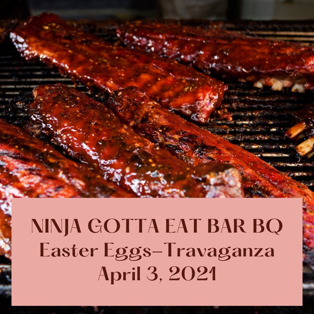 Mokanna329's tweet photo. Yum! What is that smell? That's the Ninja Gotta Eat Bar BQ food truck and they will be at the Easter Eggs-Travaganza this Saturday! 

#masons #mokanna #easter2021 #bbq #vasanrt https://t.co/sDJbLEhRcC