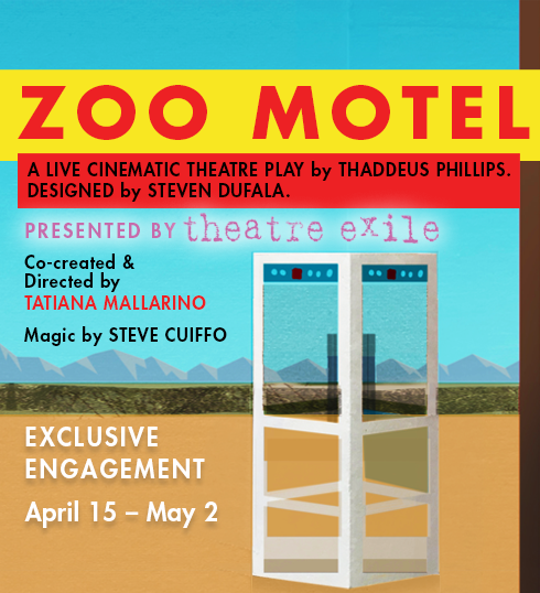 TheatreExile's tweet photo. Theatre Exile presents ZOO MOTEL by @TADEUSZPHILLIPS, 4/15-5/2
This virtual odyssey combines interactive live theater, gripping storytelling, cinematic illusions &amp; magic.
🎟️ &amp; info : https://t.co/9cCg0Rpxqo 

@ArtsEmerson @stevecuiffo @EPassyunkAve https://t.co/Vdjl9oJr34