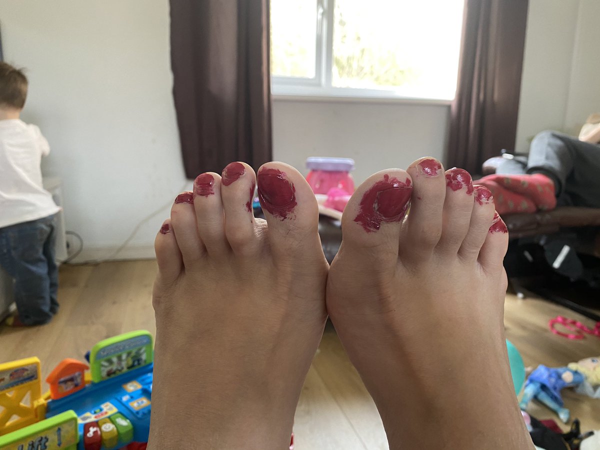 Shelley_Marie86's tweet photo. I know it’s against the Covid rules but... I did manage to get a pedicure today. She talked a lot and was quite bossy but when she finished she told me I looked fancy. #pedicure #lookingfancy #mumlife https://t.co/8ND0rVrXrE