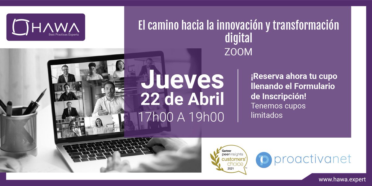 HawaExperts's tweet photo. #HawaWebinar

Acompáñanos el jueves 22 de Abril, estaremos hablando sobre "El camino hacia la innovación y transformación digital". Realiza tu inscripción en el siguiente link: https://t.co/focZr7ccCG

#Innovación #TransformaciónDigital #Webinar #HawaExperts #Proactivanet #Online https://t.co/hLrixAvmcv