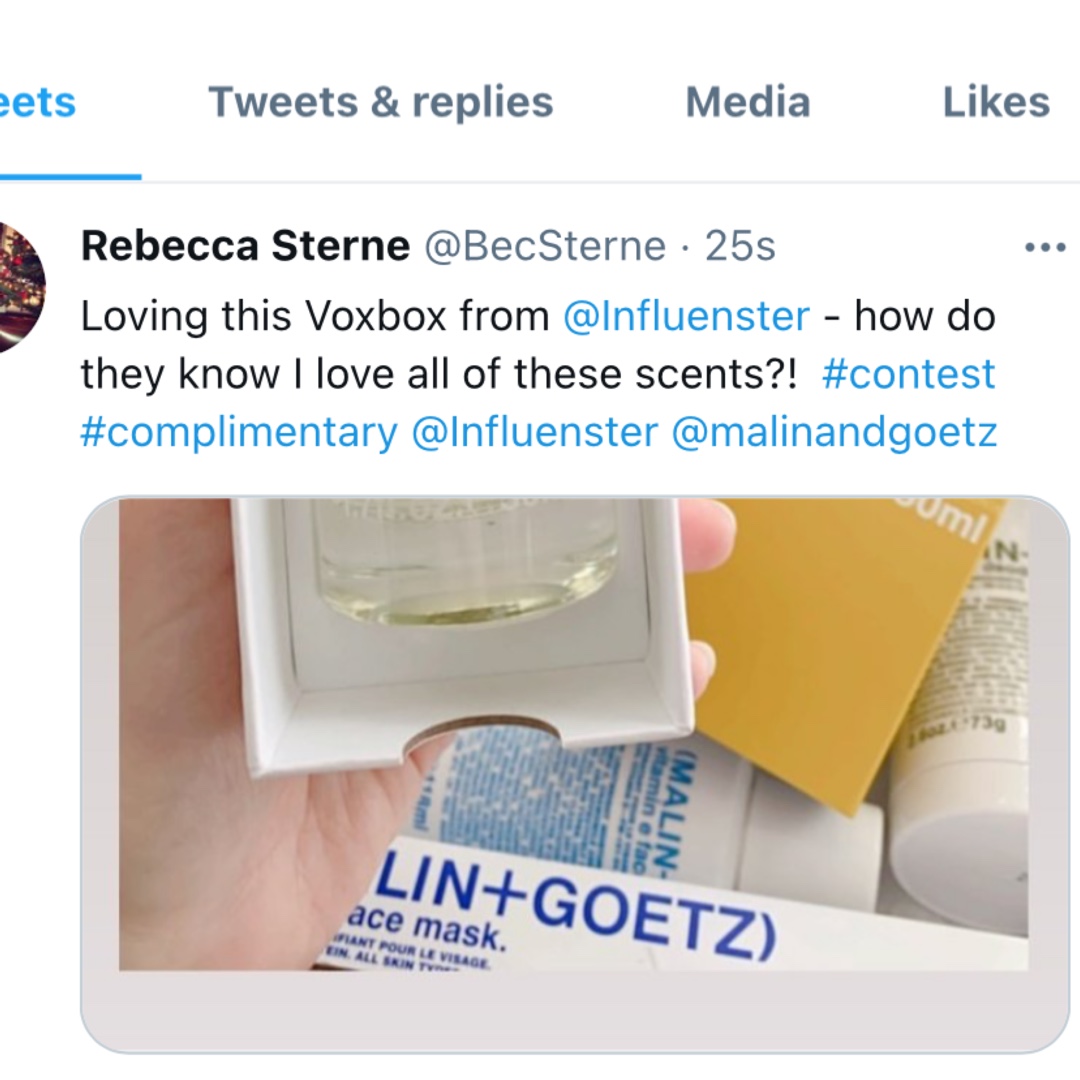 BecSterne's tweet photo. Loving these scents of this VoxBox, grapefruit, bergamot, dark rum! I feel like I should be on a tropical vacay! #mgcanada #contest #complimentary @Influenster @malinandgoetz https://t.co/BqhaagEvgb
