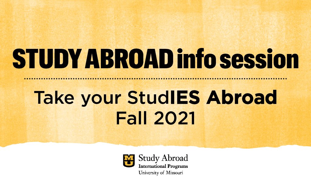 MizzouAbroad's tweet image. Take your studIES Abroad for fall 2021 and imagine yourself in Europe, South America, Asia and more. Tune into our session on Wednesday, April 7, at 1 p.m. with our partners at @IESabroad to learn more. Register in advance: umsystem.zoom.us/meeting/regist…
