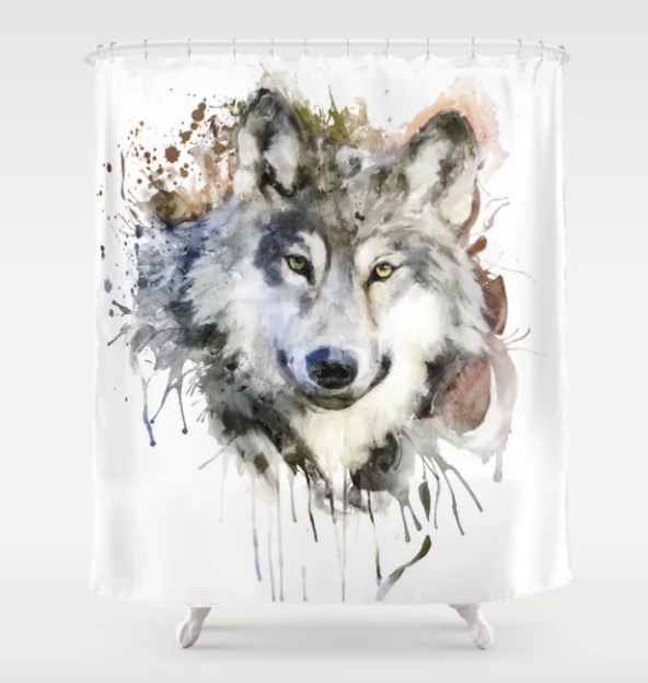 ArtSyndrome75's tweet photo. I sold a 71" x 74" shower curtain of 
"Wolf Watercolor Portrait". https://t.co/qk0G1tg0ot #wolfportrait #watercolorpainting #wolfhead #showercurtain #wildlife #artforsale #coolgifts #giftideas #wolflovers #wolves https://t.co/Oah0DfKX9f