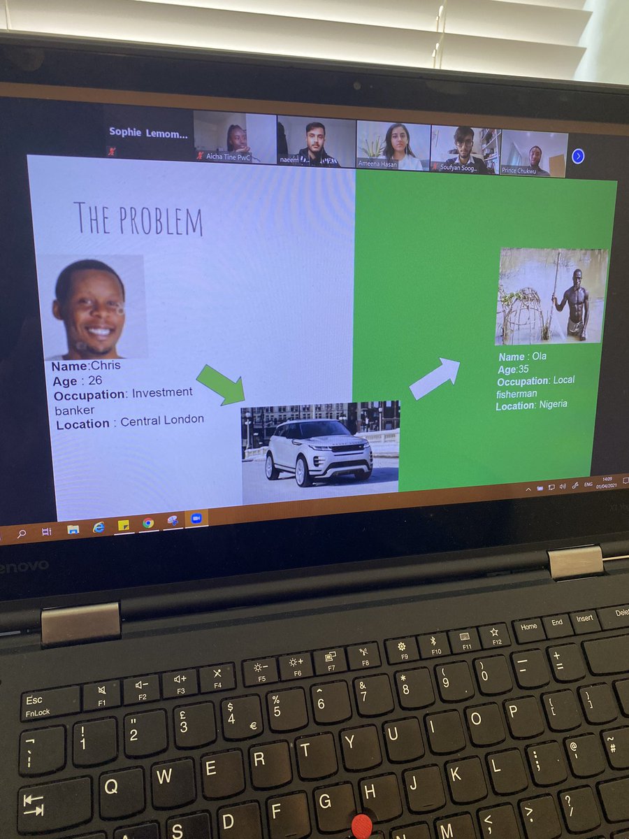 Sophie_InTech's tweet photo. THE FINALISTS ARE UP! The top 5 teams are now presenting for our esteemed judges @ben_combes @Saye_M and William Day - so excited to see what these teams have worked in during the #hackathon #PwCEDIHack #Sustainability #DiversityandInclusion @EDICareers @PwC_UK https://t.co/fSN4Fm7zE5