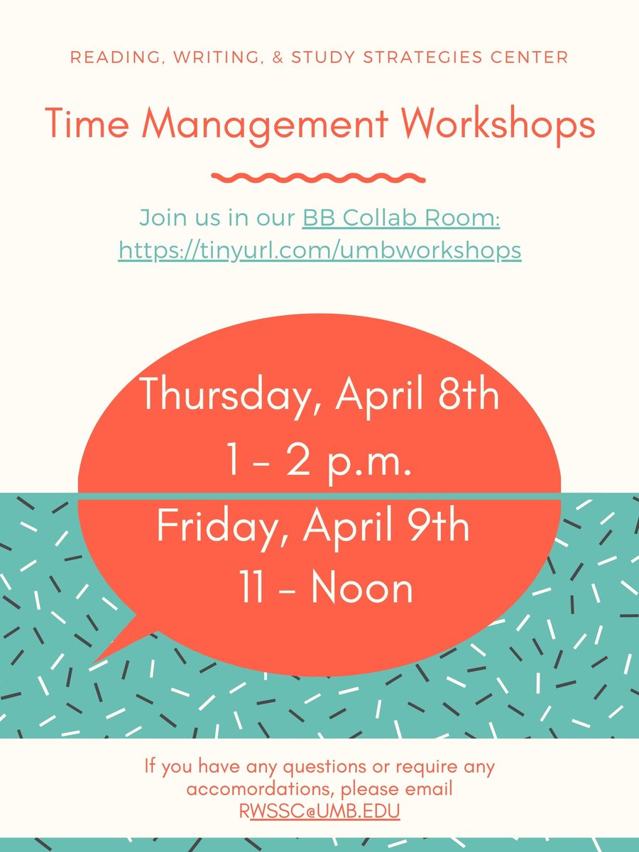 Like you, many of us have struggled with time management during these remote semester. Let's develop new strategies together--join us for Time Management workshops next Thursday or Friday!
