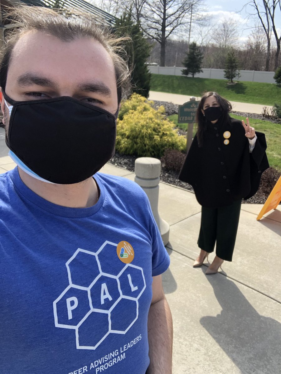OberlinPAL's tweet photo. Dean Dana and Nathan got our first vaccine doses yesterday (in our PAL gear!) and are excited to be one step closer to resuming in-person activities — now if only we could learn how to catch a frisbee 🤔 https://t.co/GlSbp6L6aO