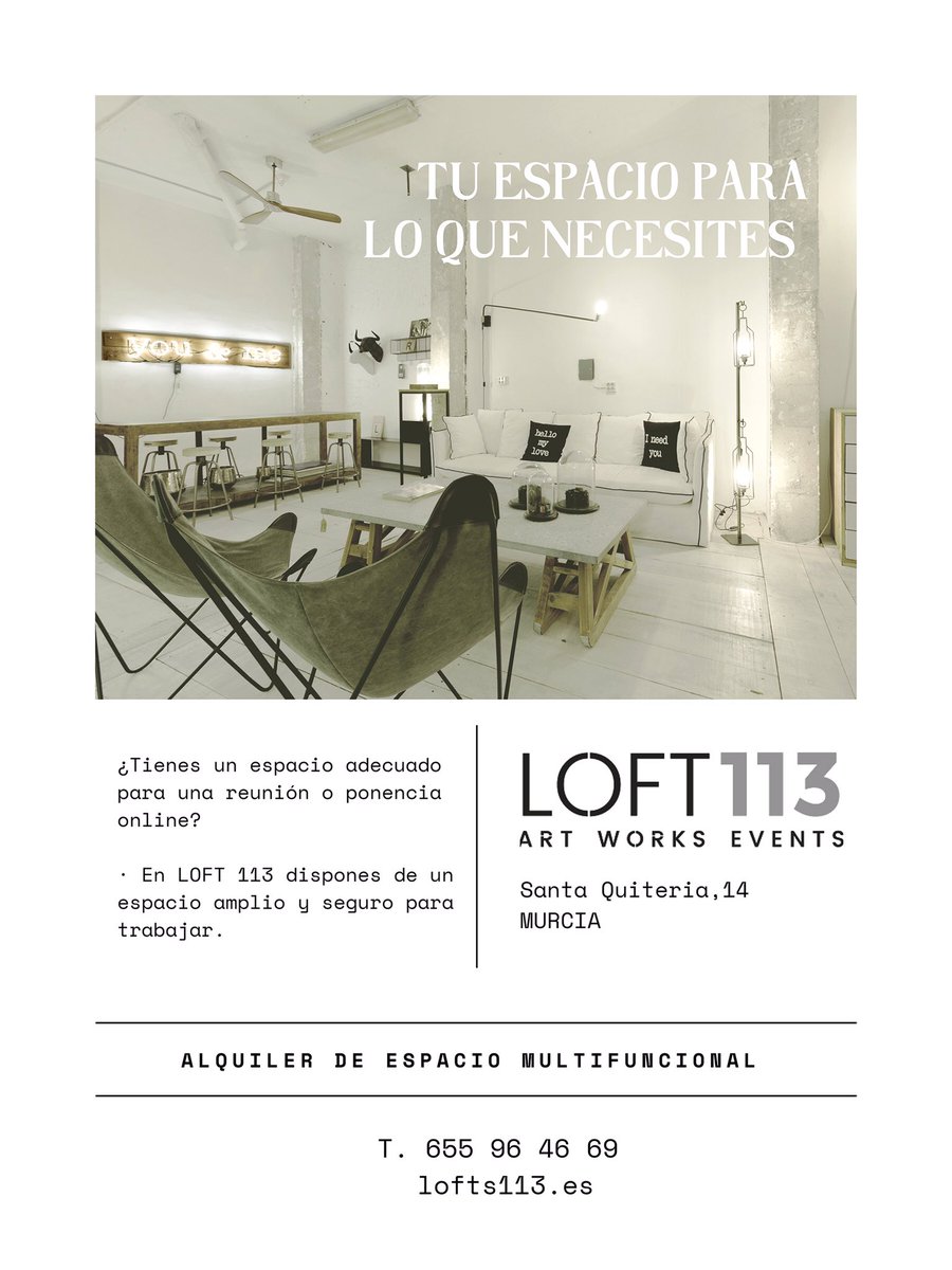 marianfotos's tweet photo. Seguro que has echado de menos tener un espacio con buena luz, bonito y espacioso para tener una reunión o ponencia online en casa.
Aquí tienes la solución para dar tus cursos, ponencias, webminar o cursos.
#alquilerdeespacios
#loft113
#murciacentro https://t.co/aO6JRwJndh