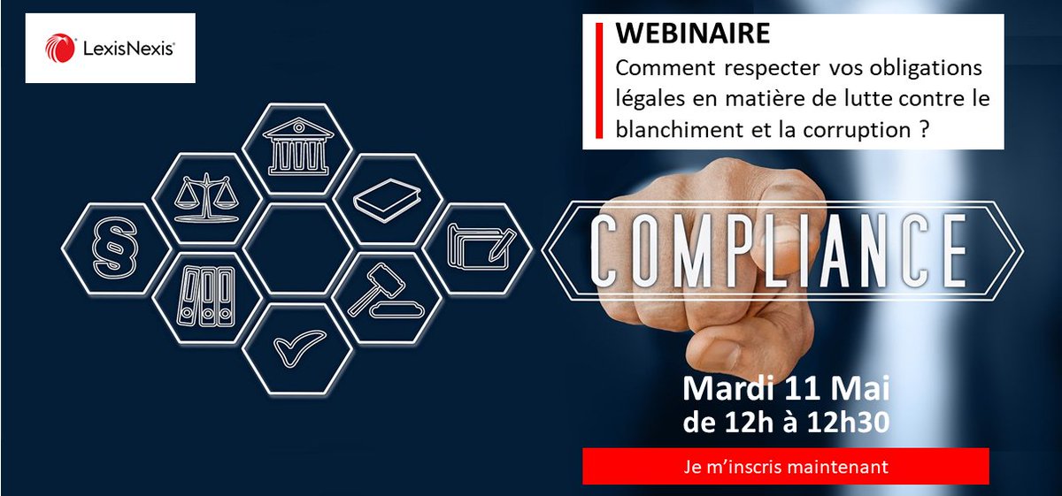 LexisNexisFr's tweet photo. Venez découvrir en 30’ mardi 11 mai 2021 à 12h, Nexis #Diligence le produit anti-corruption et anti-blanchiment du groupe #LexisNexis. Inscrivez-vous dès maintenant : https://t.co/guoN4RQWbs #avocats #notaires #juristes #anticorruption https://t.co/e9uhZ2nGKl