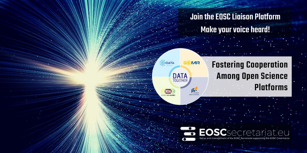 EoscSecretariat's tweet image. Learn more about the #DataTogether initiative in the recent post on our Liaison Platform! Sign up to the platform to share your #EOSC related news &amp;amp; events.

Visit the Liaison Platform here:
📜eoscsecretariat.eu/eosc-liaison-p…📜
#OpenScience #OpenData #BigData #FAIR #FAIRdata