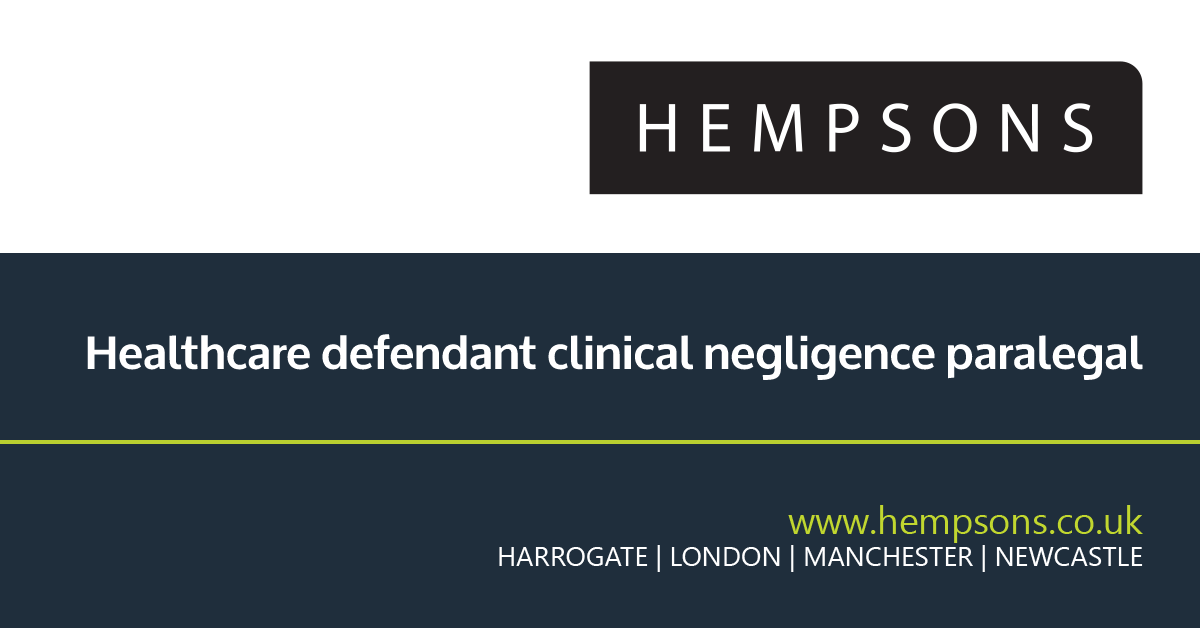 hempsonslegal's tweet photo. Are you an experienced paralegal looking for your next challenge? We have vacancies across our London, Harrogate and Newcastle offices in our Healthcare Clinical Negligence department. If you have a keen interest in this area of law, apply now: https://t.co/lIFtFitxkD https://t.co/kz0NhGJIVI