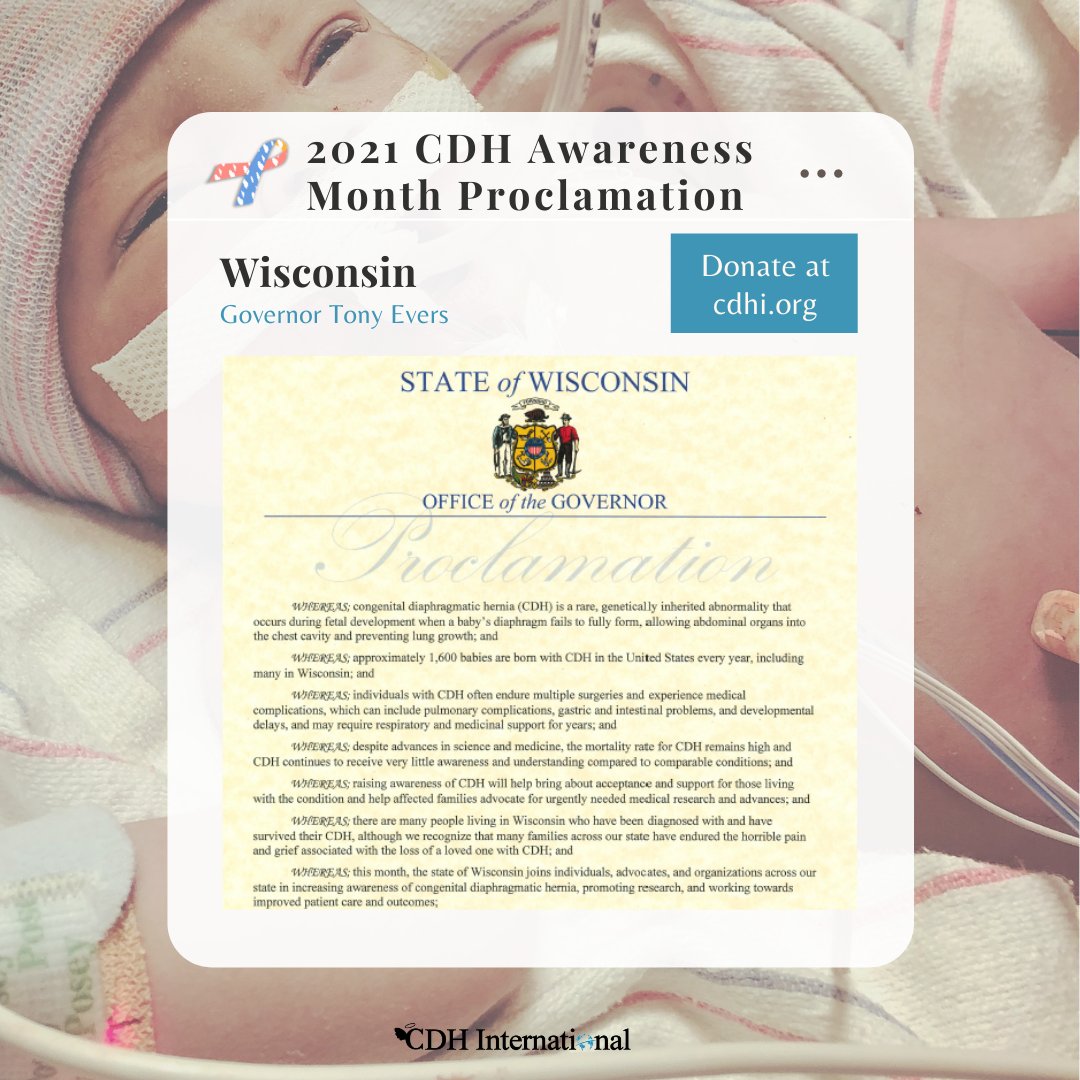 cherubs's tweet photo. Wisconsin proclaims April 2021 CDH Awareness Month 

Read more at https://t.co/NOo6tptlQU

#cdh #cdhawareness #savethecherubs #cdhi #congenitaldiaphragmatichernia #cdhinternational #cdhsupport  #proclamation #wisconsin #cdhnews #raredisease #patientadvocacy #cdhawarenessmonth https://t.co/x0y2Ipj9Wh