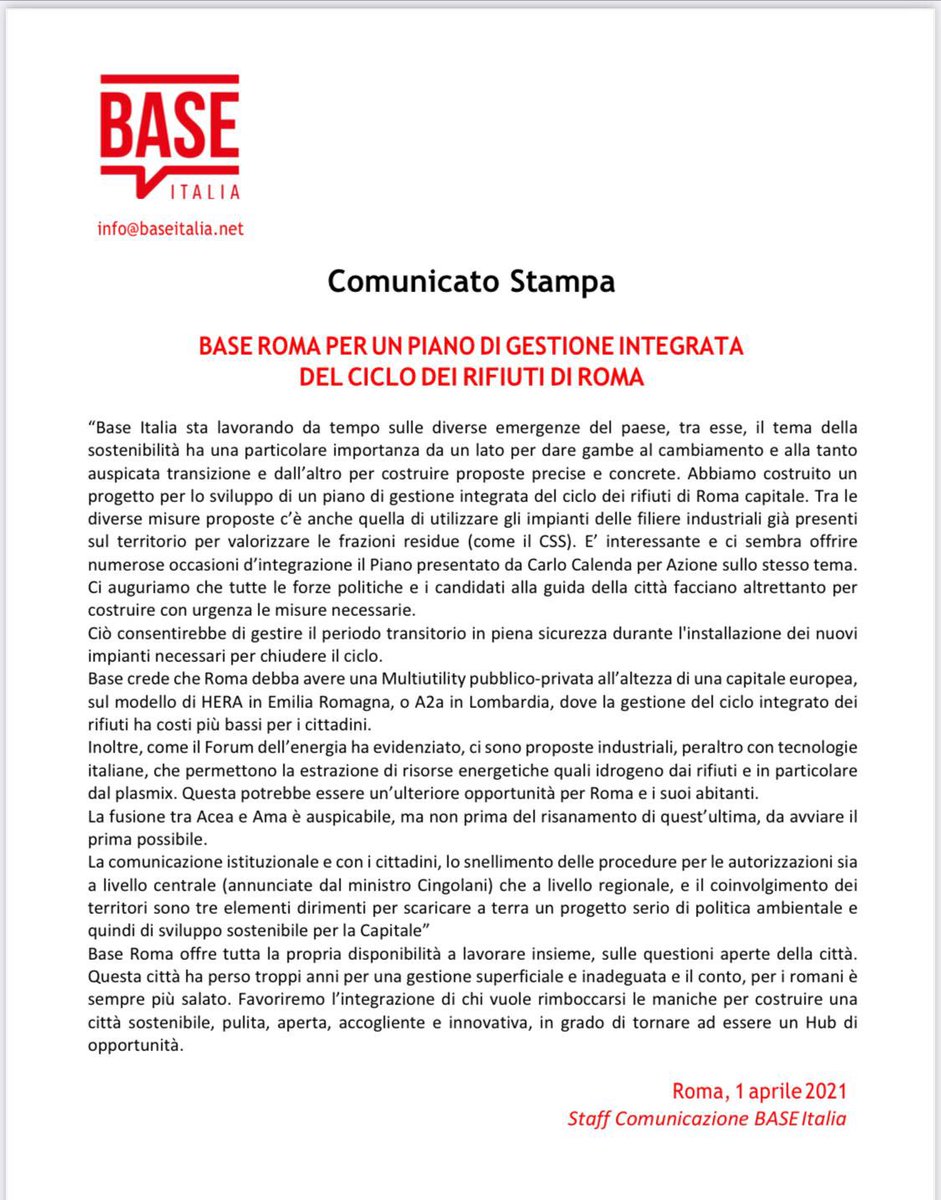 baseitaliaweb's tweet photo. ❗️ #Rifiuti 🗑: Base #Roma per un piano di gestione integrata del ciclo dei rifiuti di Roma. #BaseItalia lavora sulle emergenze del paese, tra esse il tema della sostenibilità 🌳 ha una particolare importanza 

#1aprile https://t.co/DllaBIPCcb