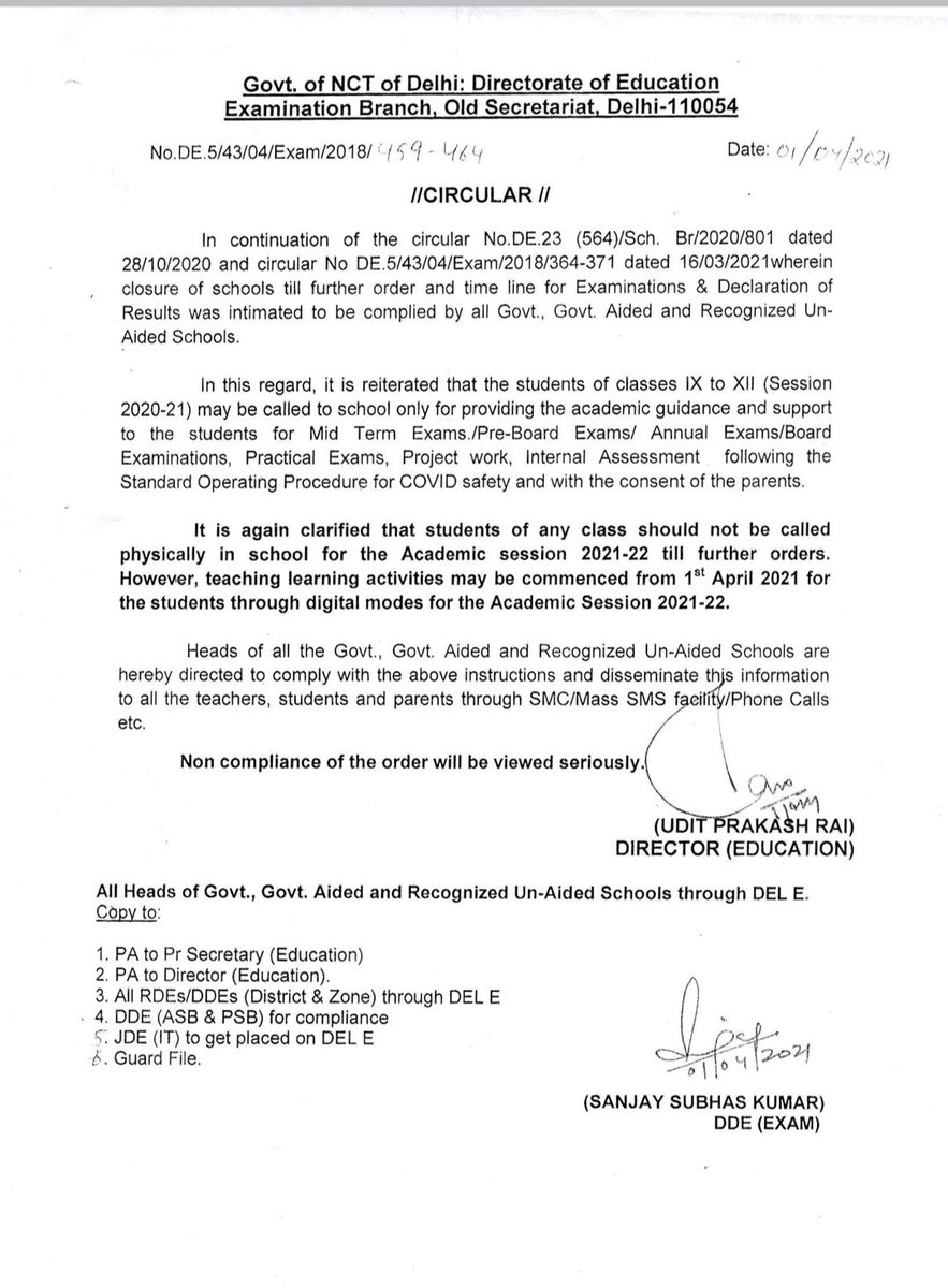 Shradha Chettri (@shrads_chettri) on Twitter photo The <a href="/Dir_Education/">DIRECTORATE OF EDUCATION Delhi</a> has now issued a clarification and said for regular teaching learning, classes have to continue online, also for students of classes IX, X and XII. The <a href="/Dir_Education/">DIRECTORATE OF EDUCATION Delhi</a> has now issued a clarification and said for regular teaching learning, classes have to continue online, also for students of classes IX, X and XII.