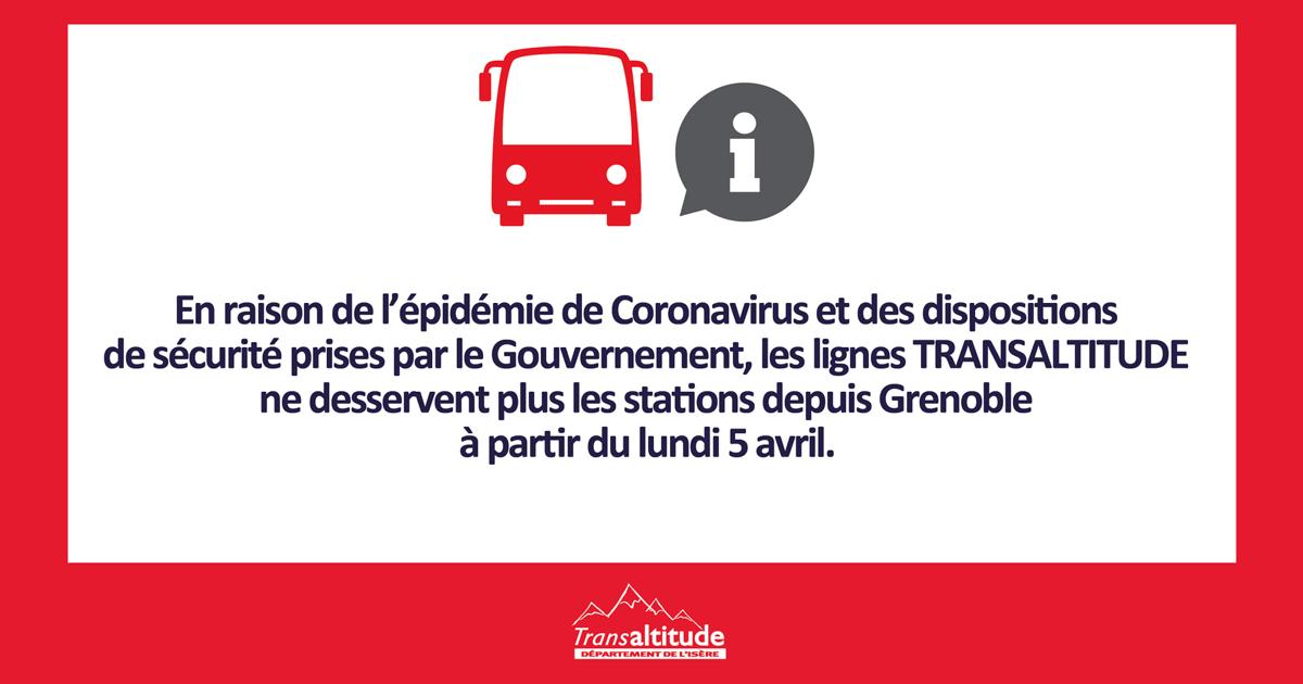itinisere38's tweet photo. [#Transaltitude] Suspension des lignes !

❌ Suite aux annonces du gouvernement, les lignes seront suspendues à partir du 05/04/2021.
✅ L'offre prévue ce week-end pour @2ALPES et @alpedhuez fonctionnera normalement.

📍Pour vos déplacements, pensez https://t.co/IRBC9cm4J8
#isere https://t.co/wh2gXnneOs