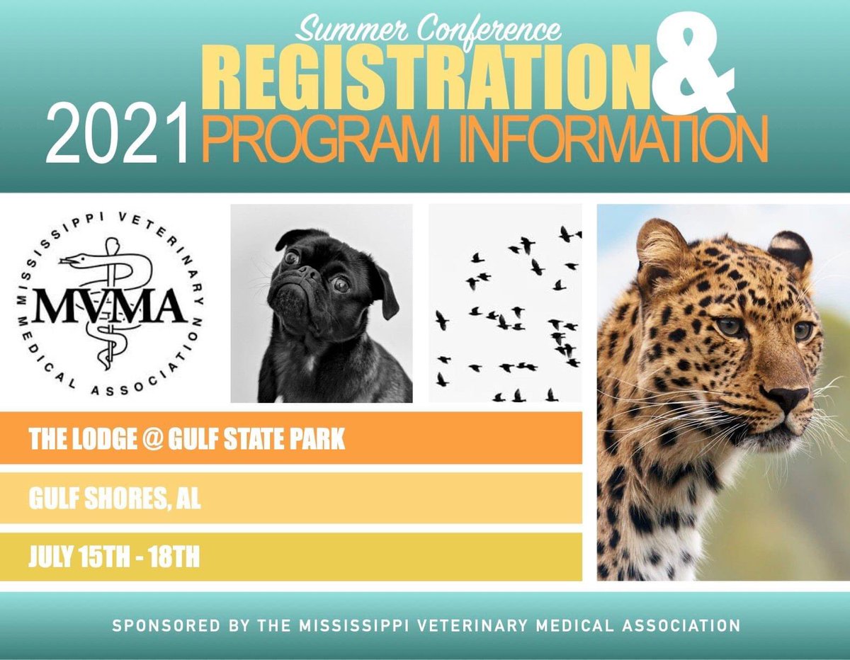 Registration for the 2021 Summer Conference is open! We are so excited to be meeting again in person, and at a NEW venue... The Lodge at Gulf State Park.

Visit msvet.org/page/SummerCon… for more information.