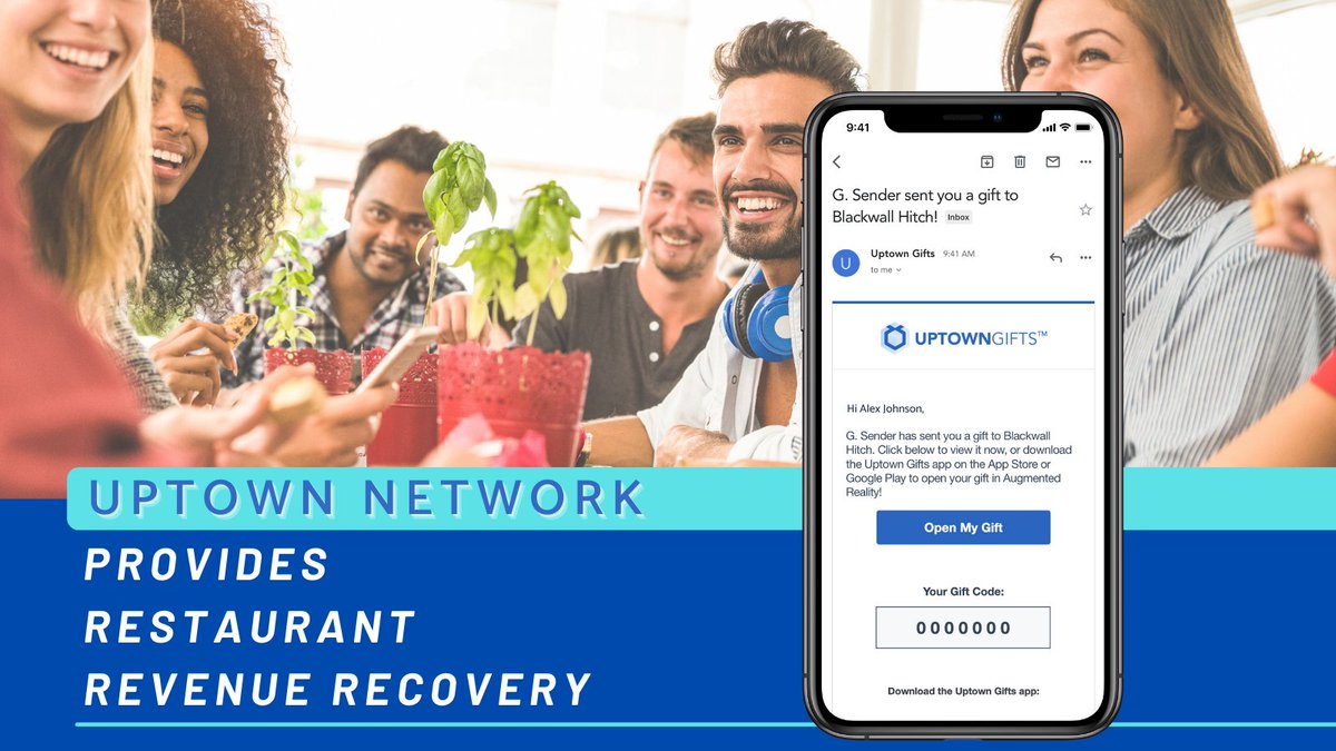 Provide guests with a unique gifting experience while still generating stronger revenue while closed or operating at reduced capacity: uptowngifts.com

#RestaurantStrong #RestaurantRecovery #FoodAndBeverage #QRCode #HospitalityIndustry #Restaurants #VirtualReality #Gifts