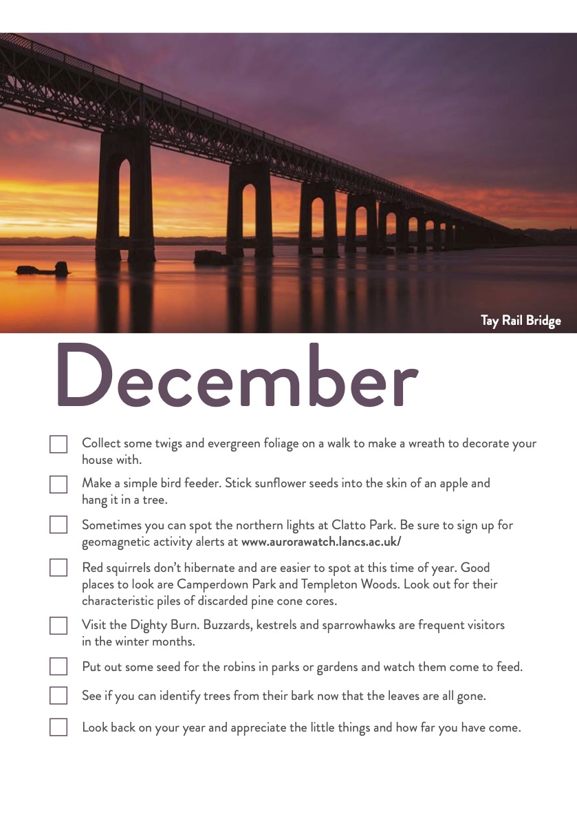 It's December! Many things to do outdoors to bring some nature in! Why not visit Camperdown Park or Templeton Woods &amp; look for red squirrels as they hop from tree to tree?

Full calendar here: greenhealth.scot/sites/default/…

#Dundee #Health #GreenHealth #Nature #OurNaturalHealthService