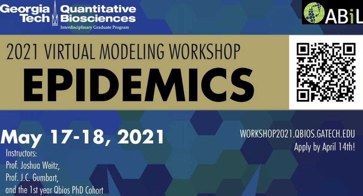 Joshua Weitz (@joshuasweitz) on Twitter photo Announcing:
<a href="/QBioS_GT/">QBioS PhD @ GT</a> Virtual Modeling Workshop, May 17-18
Theme: Epidemics, w/focus on #Covid19.
Apply by 4/14 to learn to build deterministic & stochastic models of epidemics and translate models to interactive dashboards. Beginning coders welcome.
workshop2021.qbios.gatech.edu Announcing:
<a href="/QBioS_GT/">QBioS PhD @ GT</a> Virtual Modeling Workshop, May 17-18
Theme: Epidemics, w/focus on #Covid19.
Apply by 4/14 to learn to build deterministic & stochastic models of epidemics and translate models to interactive dashboards. Beginning coders welcome.
workshop2021.qbios.gatech.edu