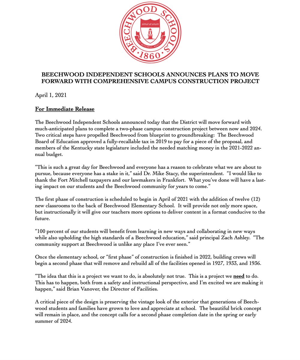 beechwood_tiger's tweet photo. To our Beechwood Community,

This is a momentous occasion in our school and community's rich history.  And it took all of us to make it happen.

Thank you!  Great days are in store.

@beechwoodsup 
@beechwoodhs 
@zacharywashley 
@BrummerTonya 
@BHS_AP https://t.co/t3JHaLAj1W