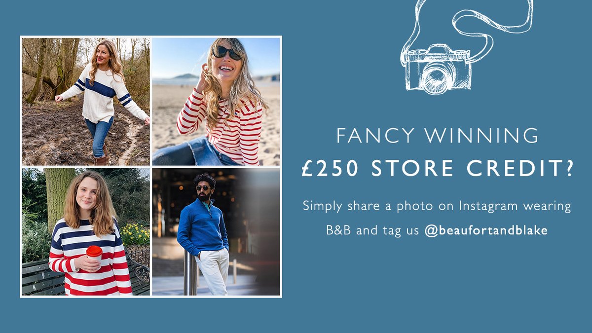 Fancy winning £250 store credit? Simply share a photo on instagram wearing B&amp;B and tag us. We look forward to seeing your adventures!

instagram.com/beaufortandbla…

New winner picked every month!