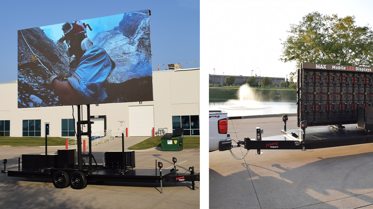 InsaneImpact's tweet image. Product Spotlight - MAX 2313! Our latest and largest rental product is available for event-enhancement in a city near you! #ledscreenrental #maxmobileled #ledscreentrailer #events