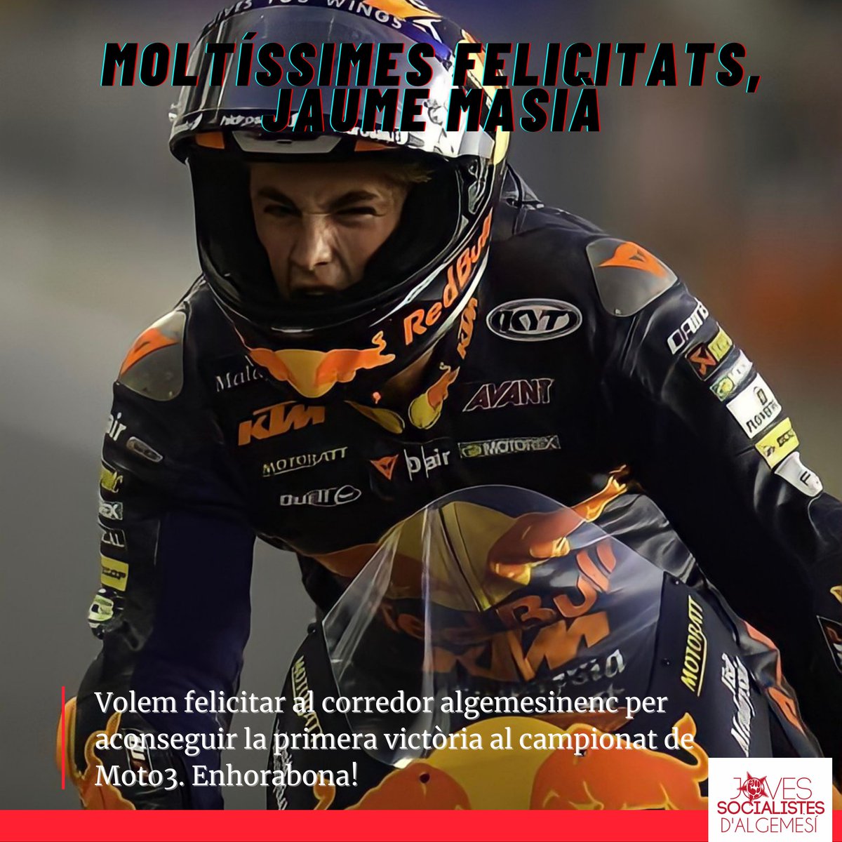 JoSocdAlgemesi's tweet photo. 🎉Esperem que continues gaudint d'aquesta meravellosa experiència i arribes molt més lluny. Ànim! 🏍 https://t.co/79CymDa2FG