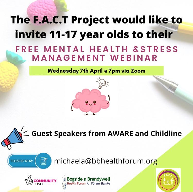 CloudMind2's tweet photo. Our Well Connected colleagues from the #factproject are offering this fantastic free event next week. One not to be missed with guest speakers from @AwareNI, @NSPCCNI & @childline. Details are on the poster about how to register. #beoktogether @BBHealthForum @TNLComFundNI https://t.co/3I3Wb4pbAu