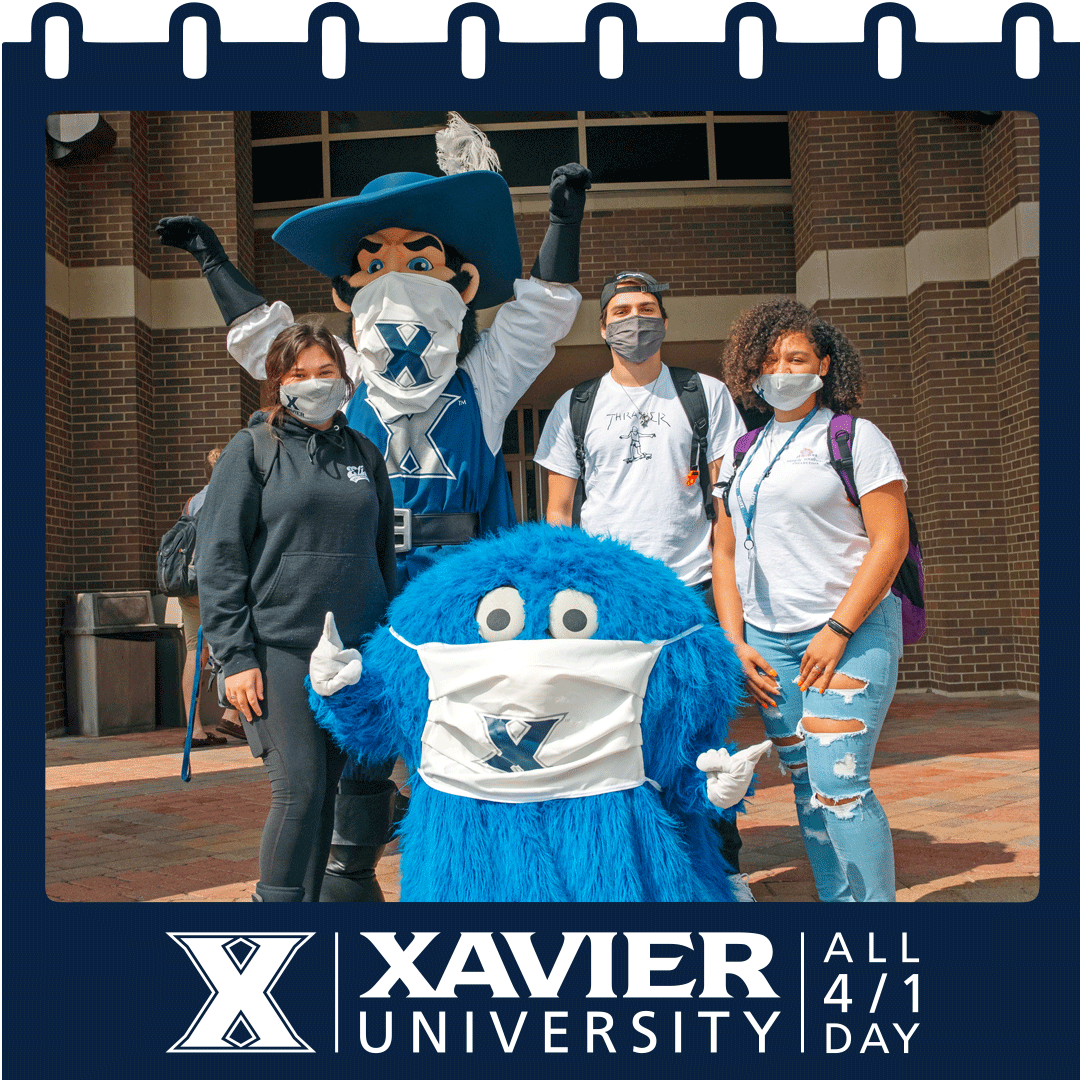 XavierU's tweet photo. Today's the day! Wear your favorite Xavier gear, share a favorite picture or a video celebrating your connection to XU, check-in with your XU people, practice cura personalis... but most of all, share your All 4/1 Spirit with the world!
MORE: https://t.co/DRg6WZjabA
#All41Day https://t.co/QXri7lay8h