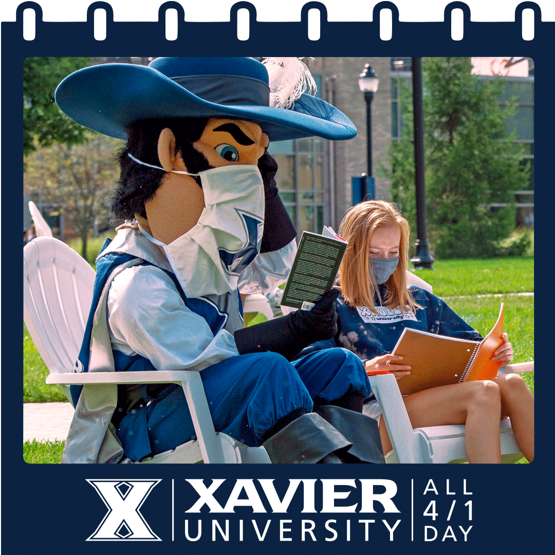 XavierU's tweet photo. Today's the day! Wear your favorite Xavier gear, share a favorite picture or a video celebrating your connection to XU, check-in with your XU people, practice cura personalis... but most of all, share your All 4/1 Spirit with the world!
MORE: https://t.co/DRg6WZjabA
#All41Day https://t.co/QXri7lay8h