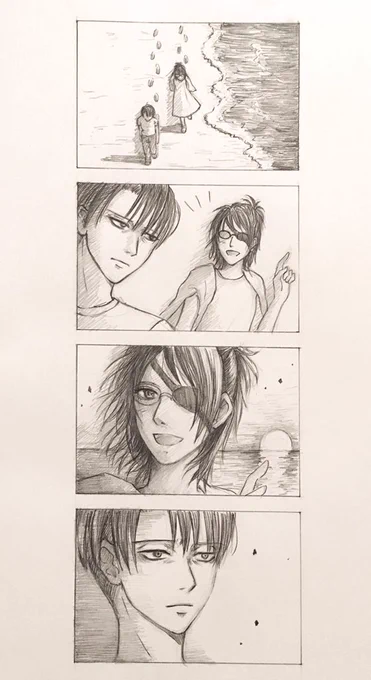 海ネタ便乗させてください…!

リヴァハン現パロ8コマ漫画
漫画慣れてなくて汚くてすみません…😂

海よりハンさんを見ているリヴァです❤️❤️ 