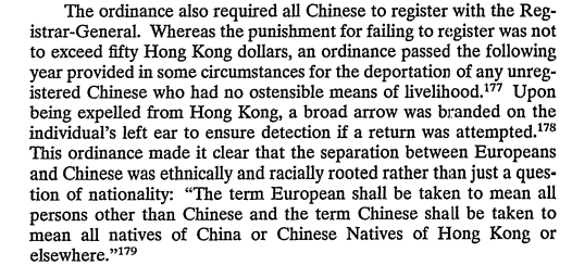 Following discussions planned to quell any dissent, Natives were forced to register as Chinese with the colonial registers, which required a cost many Chinese could not afford. The punishment for not registering was deportation from your own home.