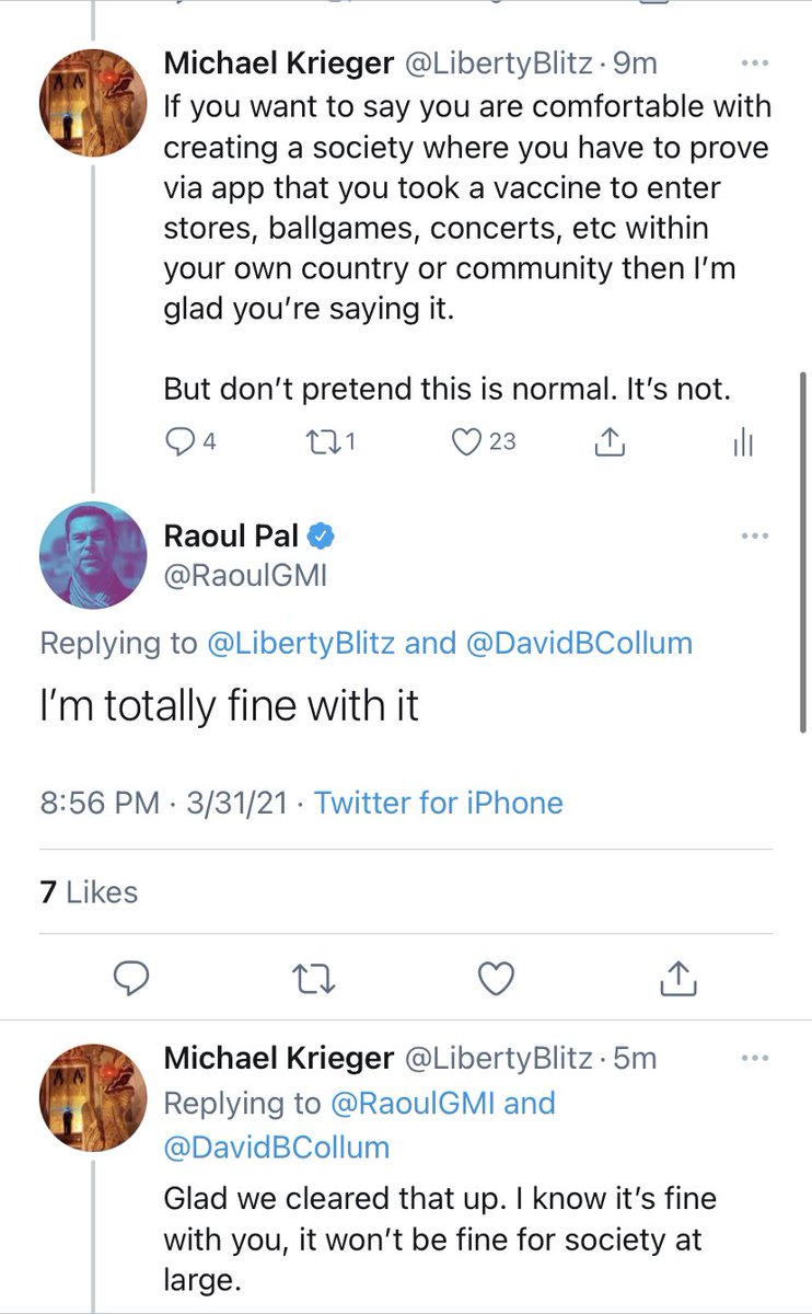 LibertyBlitz's tweet photo. Sorry, but I cannot respect anyone who supports limiting my rights to normal human activities because I won’t take an experimental vaccine.

I will never do another interview on Real Vision again. https://t.co/8AICVSdGzh