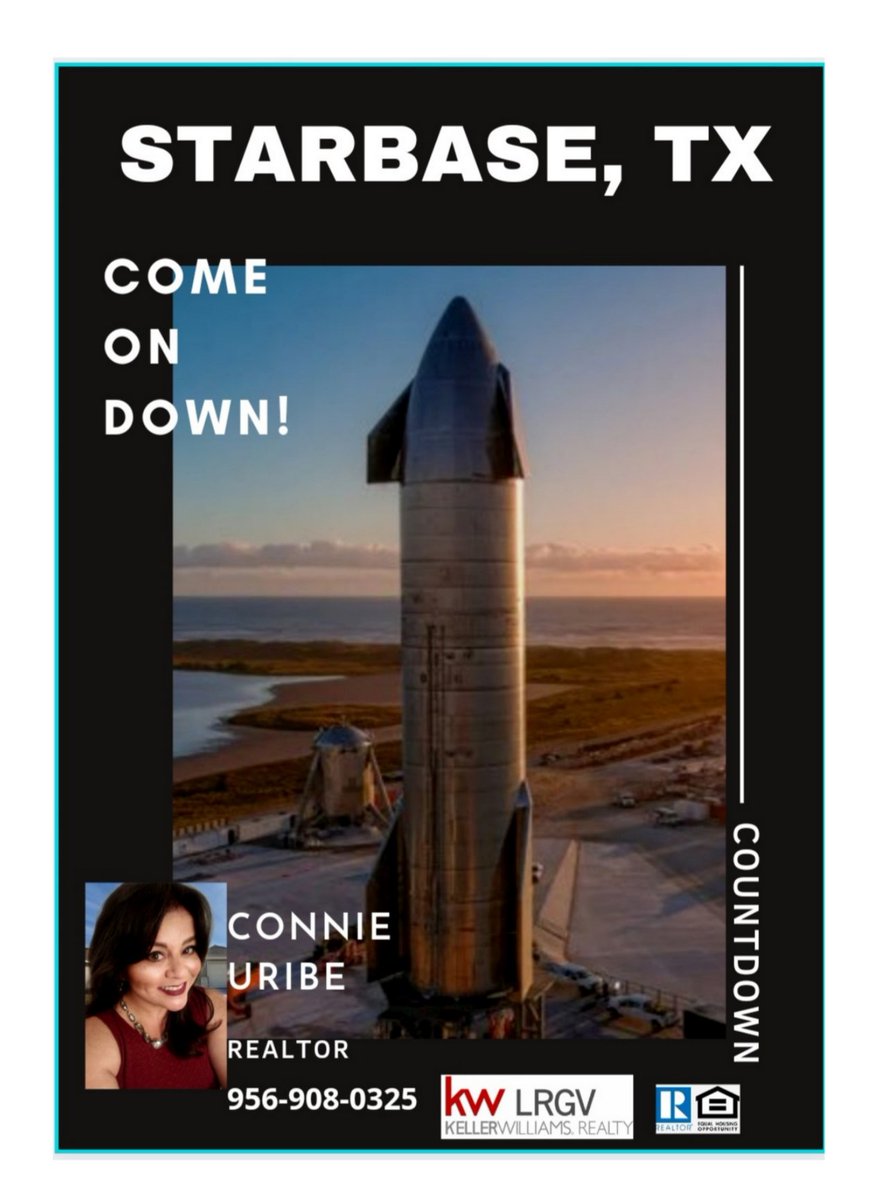 conn664's tweet photo. Come on Down to Starbase ,Tx!!!
#Starbase #Spacex #StarbaseRealEstate #SouthTexasRealtor #SouthTexasTopRealtor #realtor #BrownsvilleHomes #brownsvillerealestate #brownsvilletx #bocachicabeach #SpacexHomes https://t.co/au74PV1RQx