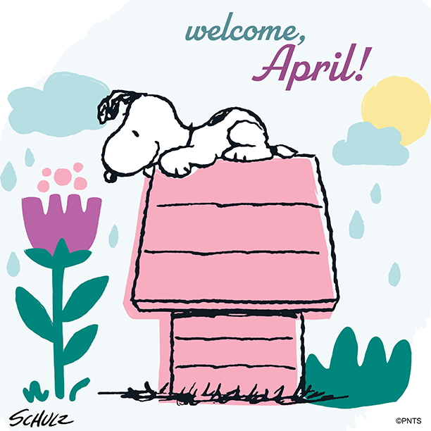 Snoopy's tweet photo. Hello, April! https://t.co/wLYo1syrTZ