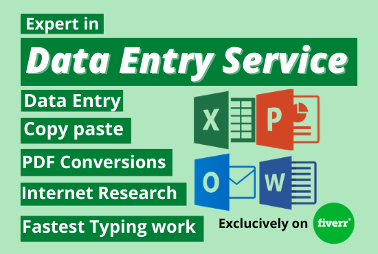 I will do accurate data entry web research and copy-paste job. for more click my fiver link
lnkd.in/gn7wrbH   <a href="/UsDigitalmarket/">DigitalMarket-US</a> 
#dataentrywork #dataentry #exceldataentry #copypaste #webresearch #data #datascience #analytics #dataanalytics #datacollection #dataconversion