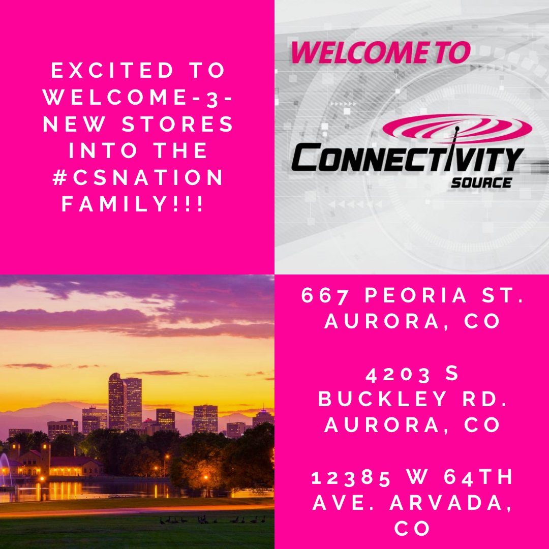 Excited for our new locations in Colorado to join the CSNation! Connectivity Source is one of T-Mobile’s largest and fastest growing retailers! #CSNation #WelcomeToTheTeam #TMobile #InItToWinIt