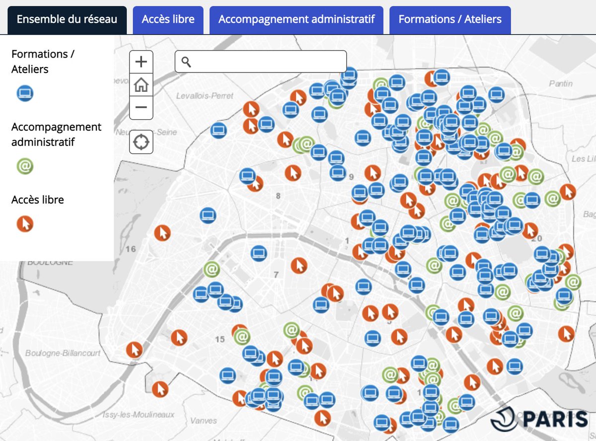 Le Réseau parisien d'inclusion numérique en #OpenData. Un travail collectif avec tous les partenaires de la Ville de @paris piloté par la Direction de l'Action Sociale, de l'Enfance et de la Santé parisdata.opendatasoft.com/explore/datase… #inclusionnumerique