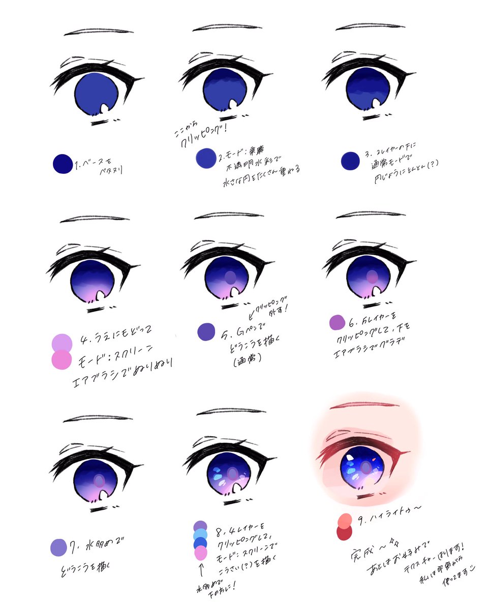 しのめですが垢移行 Twitter પર 超簡単目イキング メイキング 目いきんぐ 絵描きさんと繋がりたい 良かったら参考にしてください