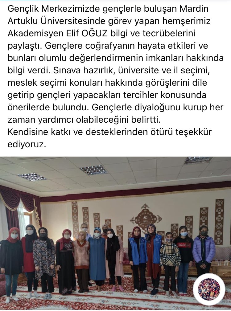 yesilligencliks's tweet photo. Gençlik Merkezimizde gençlerle buluşan Mardin Artuklu Üniversitesinde görev yapan hemşerimiz Akademisyen Elif OĞUZ bilgi ve tecrübelerini paylaştı. Gençlere coğrafyanın hayata etkileri ve bunları olumlu değerlendirmenin imkanları hakkında bilgi verdi. https://t.co/uoa4V5tjOw