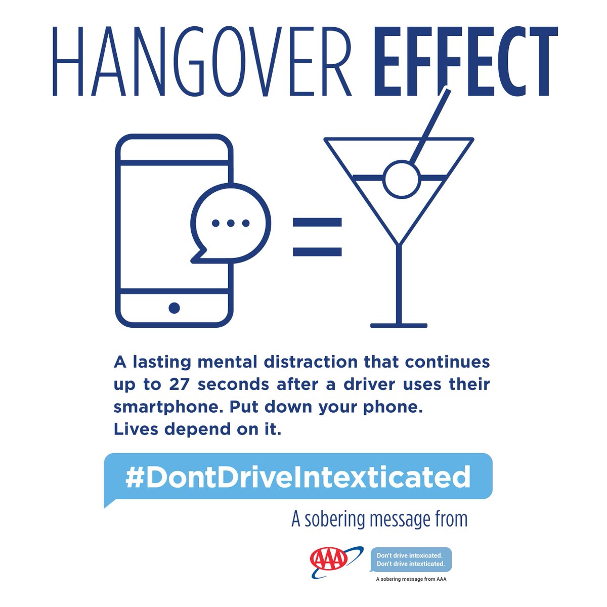 Put down your phone. Lives depend on it.  AAA.com/DontDriveDistr… #DontDriveIntexticated #DistractedDrivingAwarenessMonth