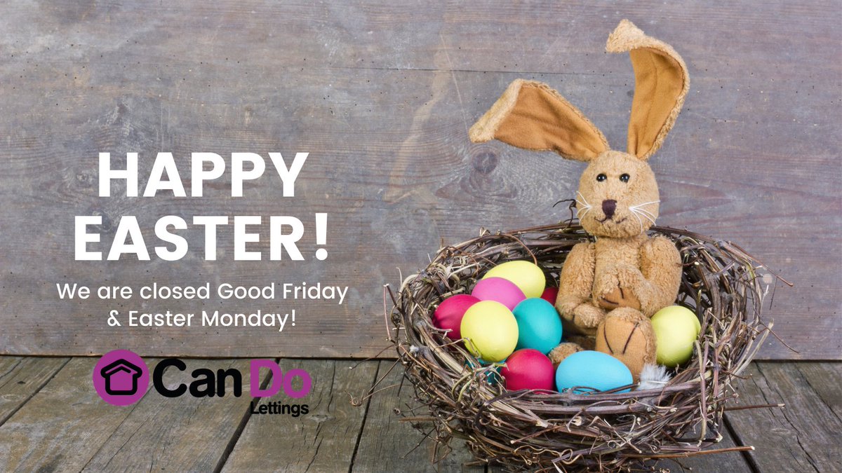CanDoLettings's tweet photo. Wishing you all a Happy Easter. We will be closed on Good Friday and Easter Monday, but we'll be back on Tuesday 6th at 9:00 AM.  🌷 🐰 🐣 
❕ If you need to report an emergency repair during this time please call our out of office number on 029 2049 8898. https://t.co/kVsZCaqAii