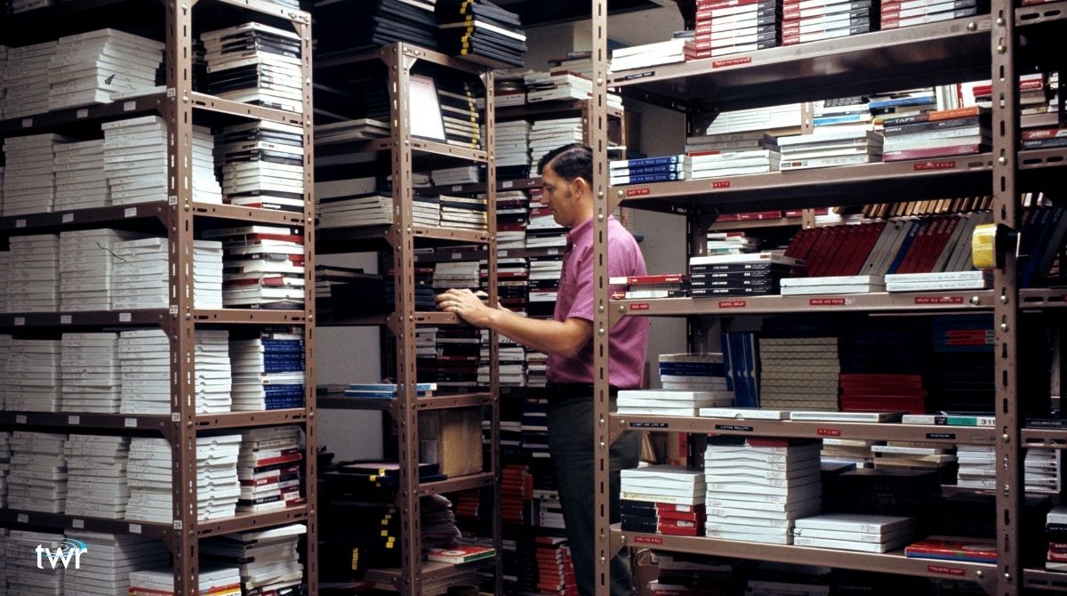 TWRglobal's tweet photo. TWR ARCHIVES / We’re sure glad that new technology means programs take up a whole lot less space! Just look at this photo of TWR family member, Tony, as he sorts through program tapes for broadcast on Bonaire in 1971!
#wearetwr #archives #film #radio #bonaire #transworldradio https://t.co/E7yfleBhly