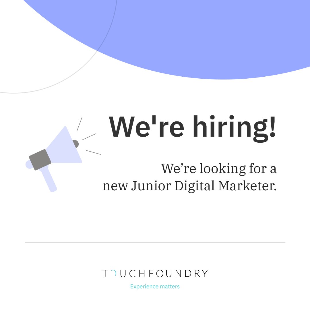 TheTouchFoundry's tweet photo. TouchFoundry is growing! And we’re looking for a bright young mind to join our team. Think you’ve got what it takes to join our marketing team? Get in touch at jobs@touchfoundry.co.za

#touchfoundry #dreamteam #emarketing #martech https://t.co/9PHmWpMPvw